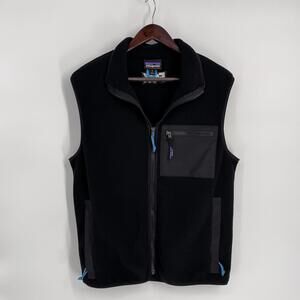 Patagonia Synchilla Fleece Vest Mens Medium Black FOX Full Zip Outdoor Hiking
